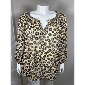 Charter Club Woman 3X Leopard Print Tunic Blouse Work Casual Everyday Top Career